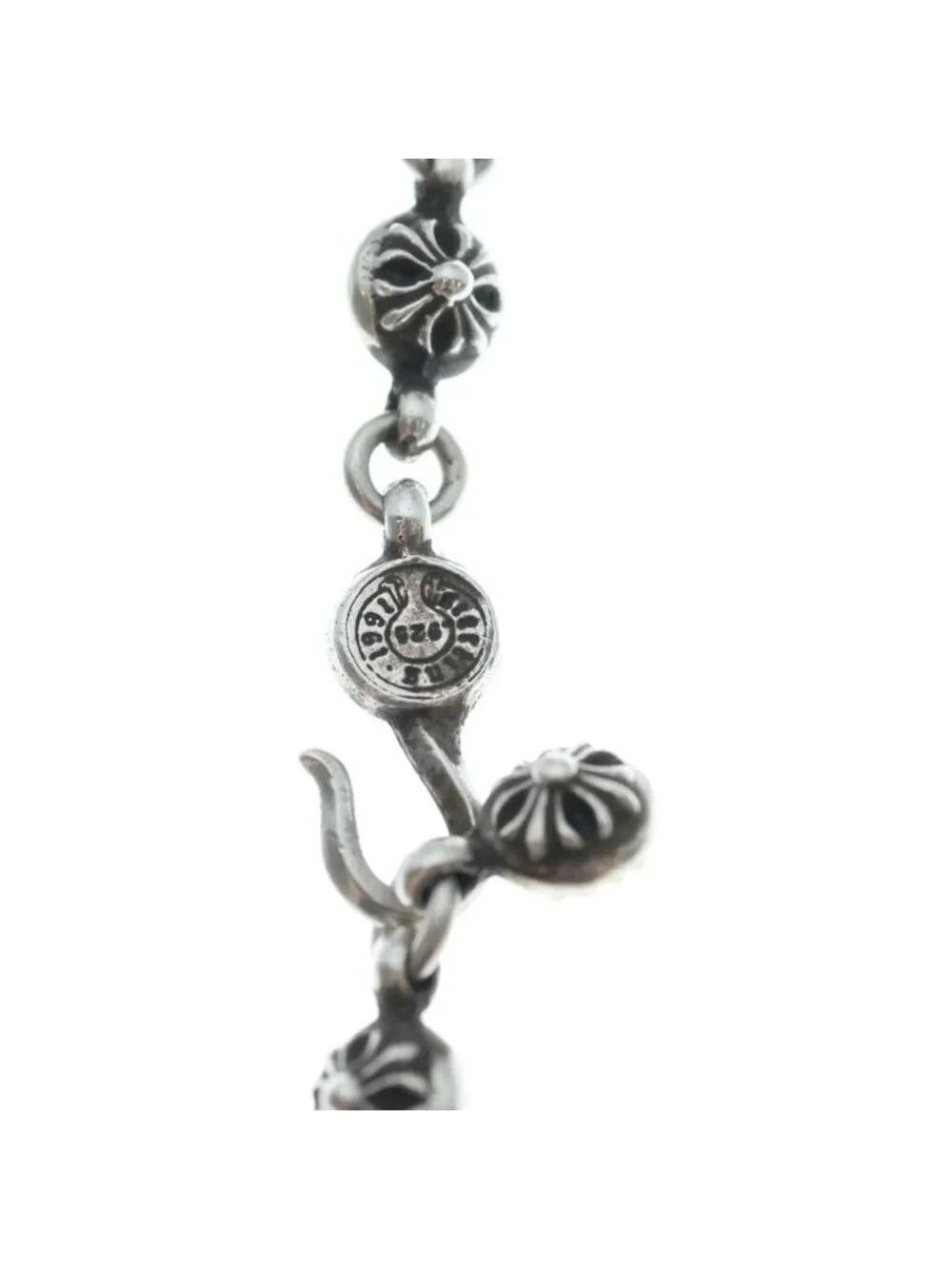 Chrome Hearts 1 Crsbl Chn Sml CH Crs Cross Ball Chain Small CH Necklace Silver